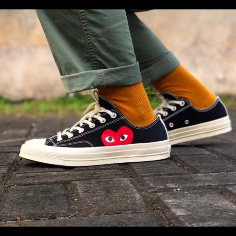 Comme des Garcons PLAY Converse Unisex Chuck Taylor All Star Black Sz 10 W